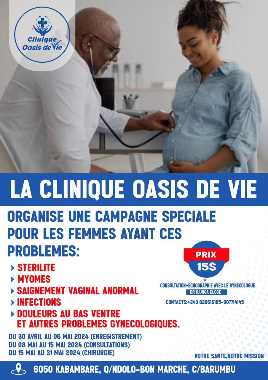 Campagne spéciale de santé gynécologique offerte par la Clinique Oasis de Vie